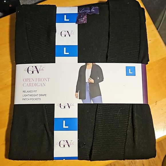 Gloria Vanderbilt Black Cardigan Size L NWT Lightweight Open Front with Pockets - Picture 3 of 7